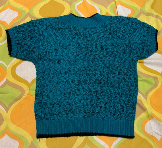 Vintage Teal Knit Sweater - image 2