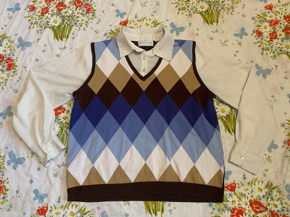 Y2K Alfred Dunner Sweater with Button Up Shirt - image 1