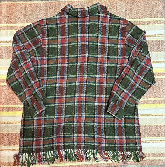 Plaid Fringe Bottom Wool Blend Button-Up - image 4