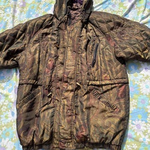 Runaway Bay Gold Paisley Puffer Coat