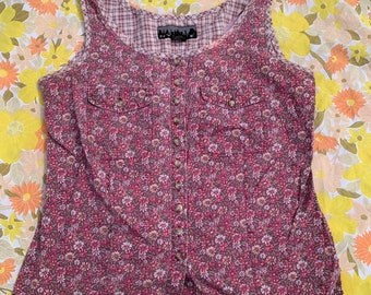 NY Line Button-Up mit rosa Blumenmuster im verblassten Look