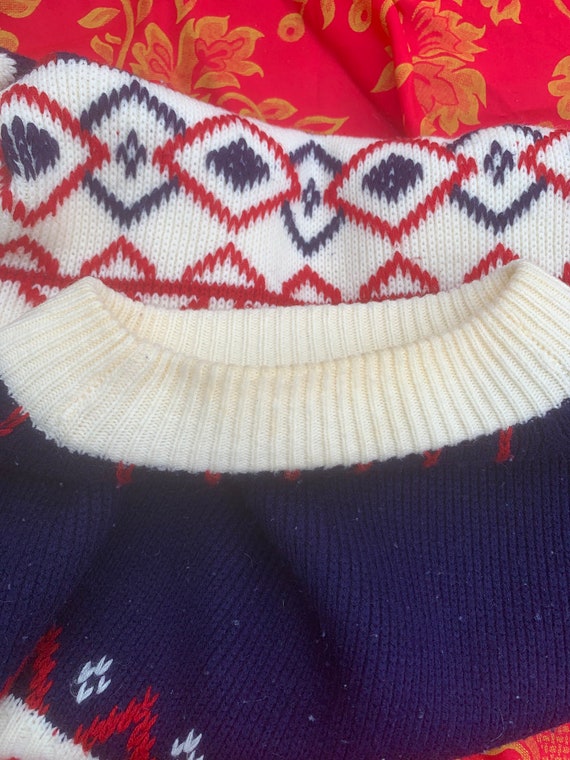 JC Penney Vintage Blue/Red/White Sweater - image 4