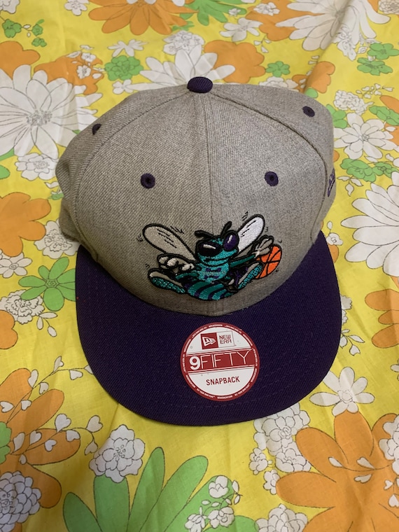 New Era Grey and Purple Hornets Snapback Hat 9 Fif