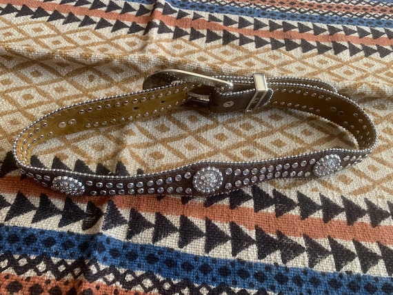 Vintage Beaded Western Leather Belt - image 3