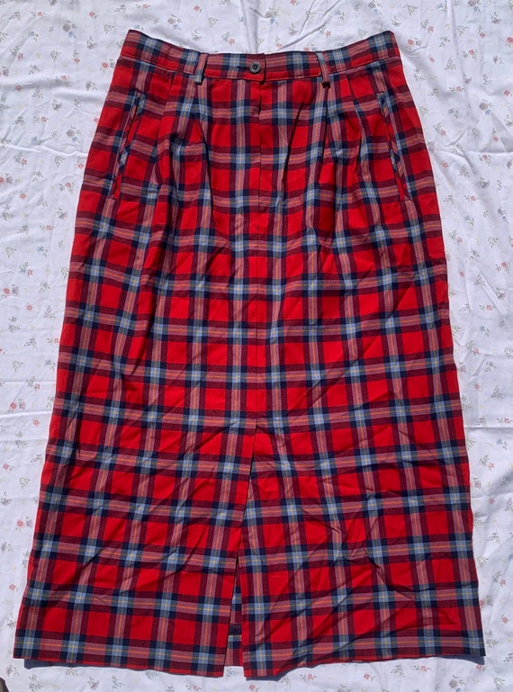 Pendleton Red Wool Plaid Skirt