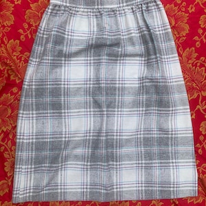 Konnie O Vintage White Plaid Wool Blend Skirt