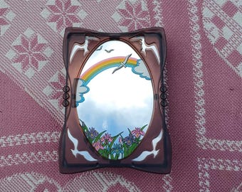 Regenbogenblumen-Vogel-Design Musikalischer Spiegel