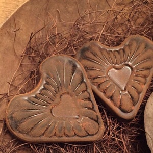 Blackened beeswax hearts Set of 2 Bowl Filler with angel hair vine