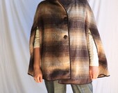 70s style brown and beige poncho, medium
