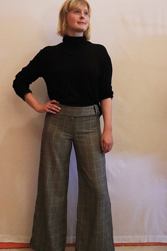 Plaid wide leg pants