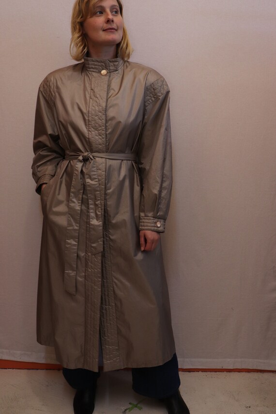 80s beige belted trench coat