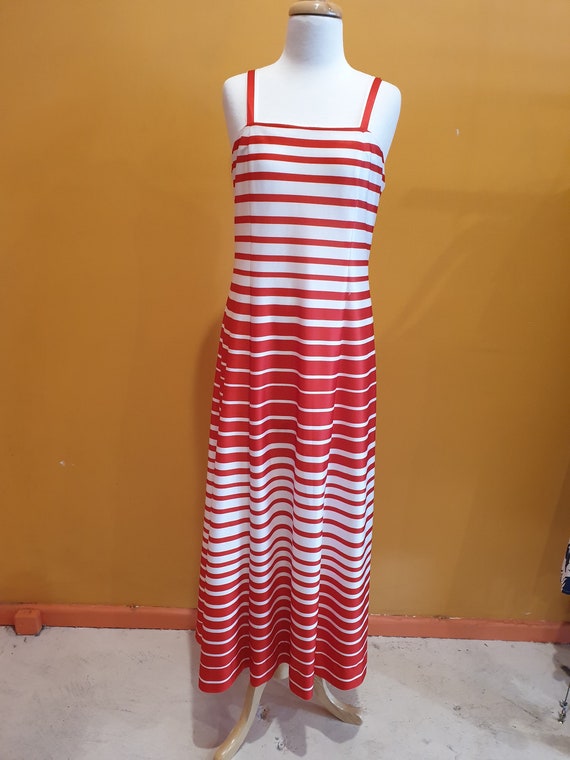 red and white striped maxi dress