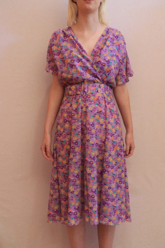 70s lilac floral dress