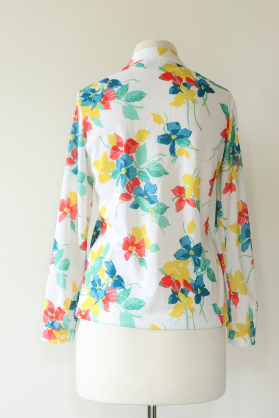 Vintage 70s White Abstract Print Pullover Shirt S