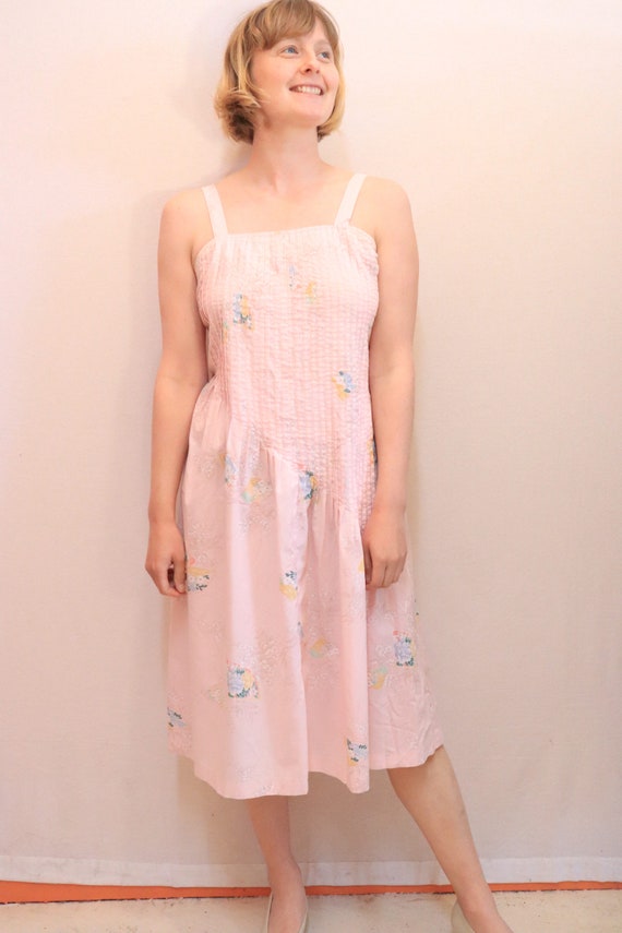 80s pink casual summer dress, vintage, size 10, si