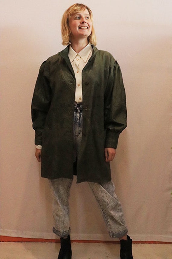 80s green leather jacket
