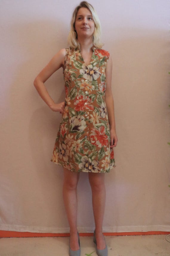 90s floral button up dress