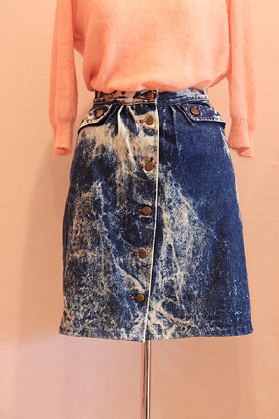 80s acid wash denim skirt