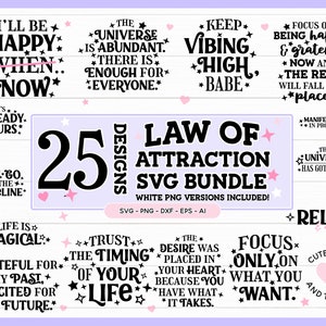 25 x Law Of Attraction SVG Bundle | Manifestation SVG Bundle | Commercial Use Cut Files