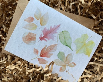 Watercolor Leaf Print New York State Note Cards Set of 5