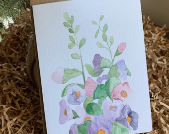 Watercolor Hollyhocks Art Notecards Set of 10