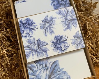 Blue Dahlia Stationery Set