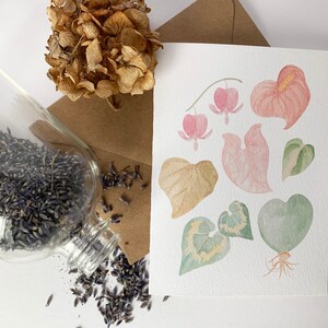 Heart Leaf Note Cards Set of 5 or 10