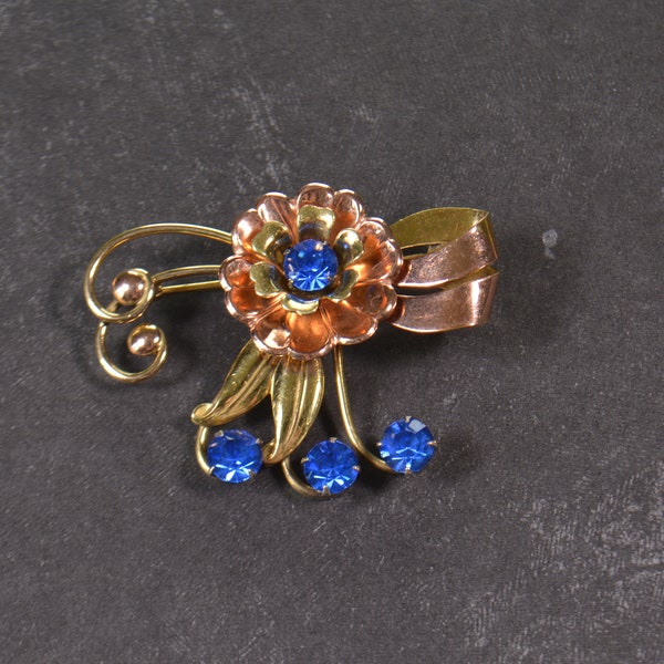 Harry Iskin, Vintage Brooch, Royal Blue Crystal Pin, Scarf Pin, Jacket Brooch