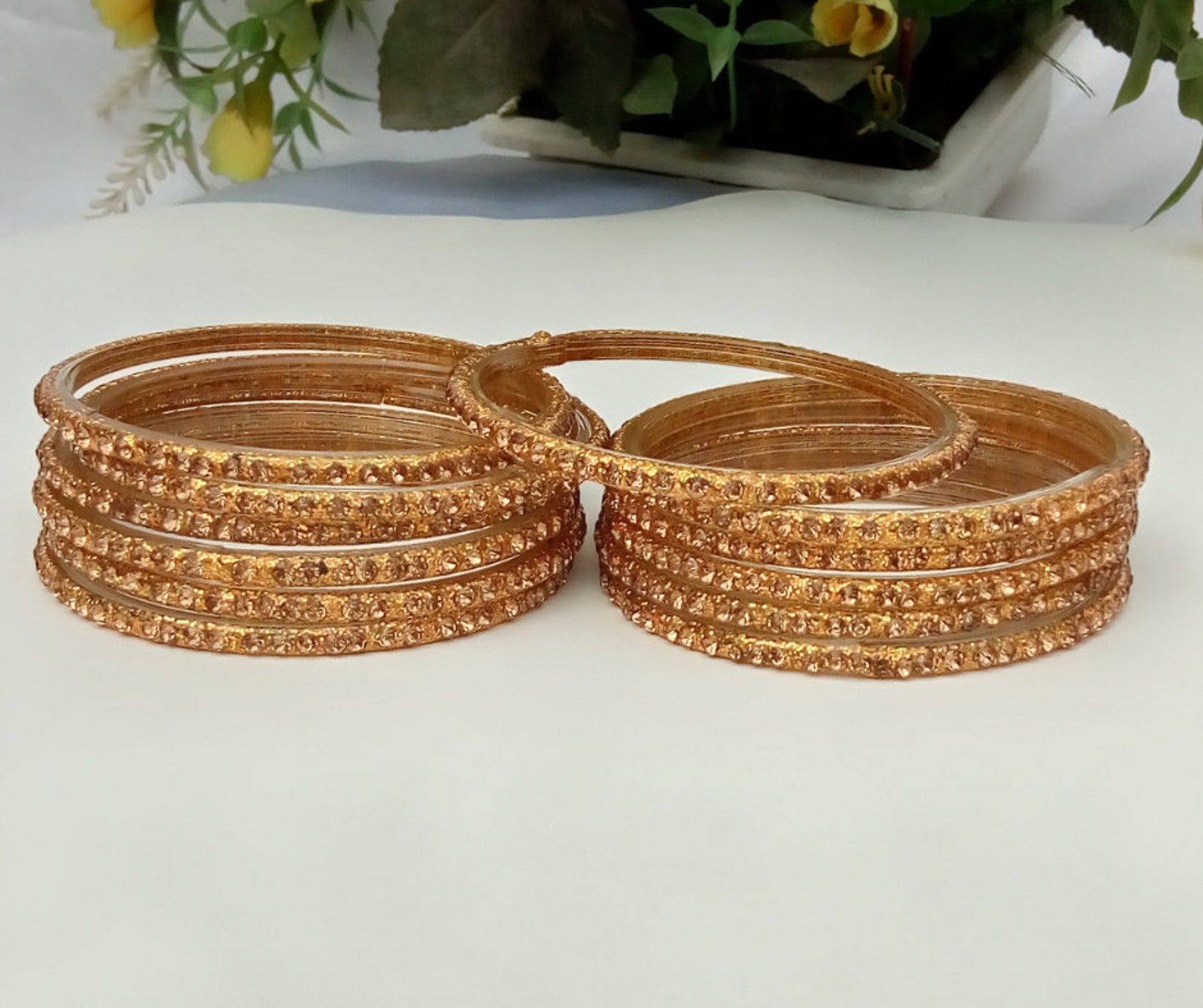 Indian Glass Bangles Bracelets for Women Gold Beaded Bangles Etsy