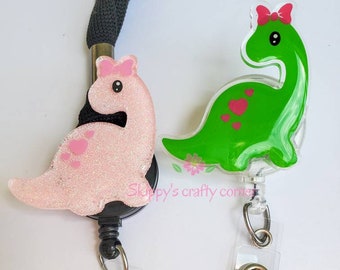 Funny Dinosaur Badge Reel For Nurses & Teachers – Retractable ID Holder With 24” Cord & Alligator Clip, Cute Office Accessory