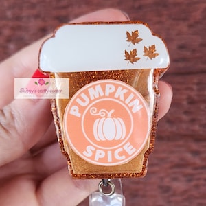 Coffee shaker badge reel| pumpkin spice badge reel| badge reel| badge holder| medical badge| personalized badge reel| badge gift