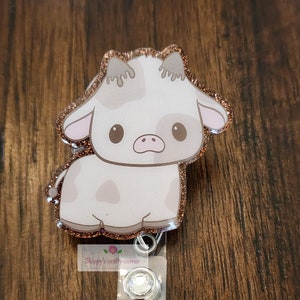 Chocolate cow badge reel| animal badge reel| medical id holder| badge clip| ID holder| retractable badge| Nurse badge| Teacher badge| nurse