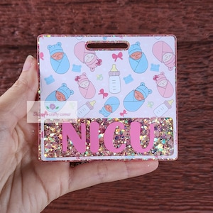 Swaddled baby badge buddy| nicu badge buddy| badge buddy custom| personalized badge| badge buddy nurse| badge buddy rn| glitter badge