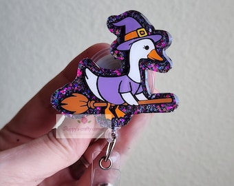 Witch Goose badge reel| Goose Badge reel| Badge Holder| Id Holder| Retractable Badge| Medical Badge| Halloween Badge Reel| interchangeable