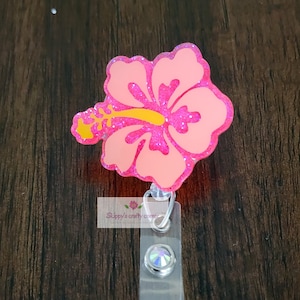 Hibicus flower badge reel| summer badge reel| medical badge| retractable badge| nurse badge reel| Teacher id holder| flower badge reel