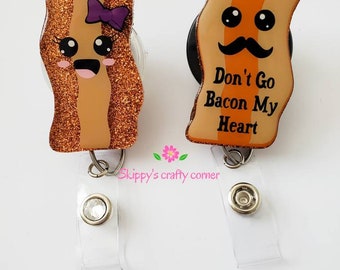 kawaii badge nurse badge reel badge reel charms glitter badge reel medical badge holder teacher badge reel Bacon and eggs badge reel