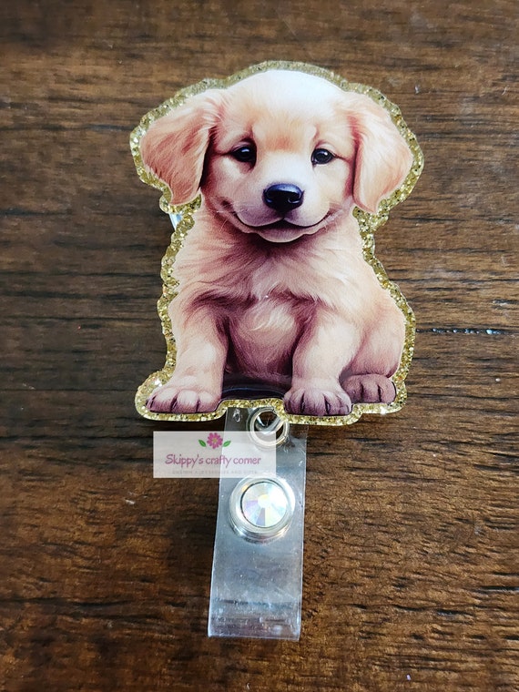 Golden Retriever Badge Reel Dog Badge Reel Animal Badge Reel Puppy Badge  Reel Vetanerian Badge Reel Vet Tech Badge Reel Nurse Badge 