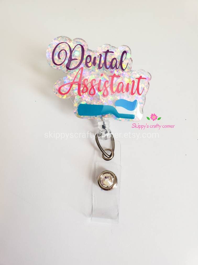 Dental assistant badge reel badge holder Name badge reel id Etsy