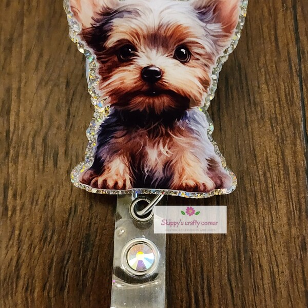 Yorkie badge reel| dog badge reel| animal badge reel| puppy badge reel| vetanerian badge reel| vet tech badge reel| Interchangeable badge