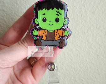 Baby Frankenstein badge reel| monster badge holder| Retractable badge| Medical badge| ID holder| Halloween badge reel| Badge| Nurse badge