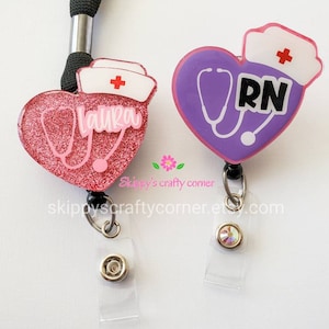 Nurse Heart badge reel| Nurse id holder| badge reel| badge clip| id holder| Valentines day badge| personalized badge| medical badge| badge