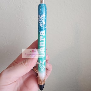 Sea turtle pen| summer pen| glitter pen| personalized glitter pen| Teacher gift| Nurse gift| back to school| Pens| beach glitter pen