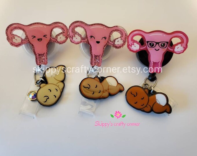 Uterus Badge Reel Ob Gyn Badge Holder L&D Badge Reel - Etsy