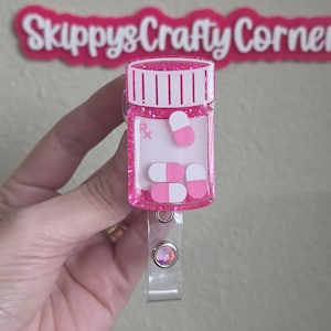 Pill bottle shaker badge reel| shaker badge reel| badge holder| badge clip| id holder| Pharmacy tech badge reel| pharmacist gift| badge
