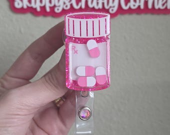 Pill bottle shaker badge reel| shaker badge reel| badge holder| badge clip| id holder| Pharmacy tech badge reel| pharmacist gift| badge
