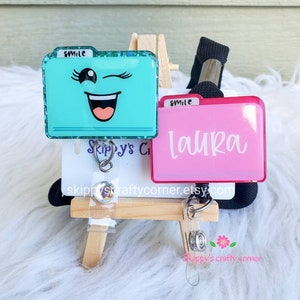 Receptionist badge reel| File folder badge reel| badge reel| badge holder| Id holder| Retractable badge| personalized badge| medical badge