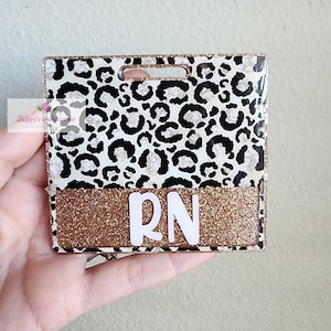 Leopard Glam badge buddy| animal badge buddy| badge buddy custom| personalized badge| badge buddy nurse| badge buddy rn| glitter badge buddy