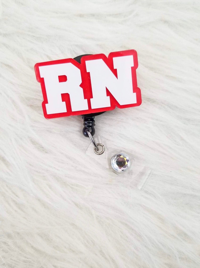 RN Badge ReelNurse Retractable IDRedPersonalized Badge HolderNurse GiftNursing SchoolNurse Graduation GiftID Holder