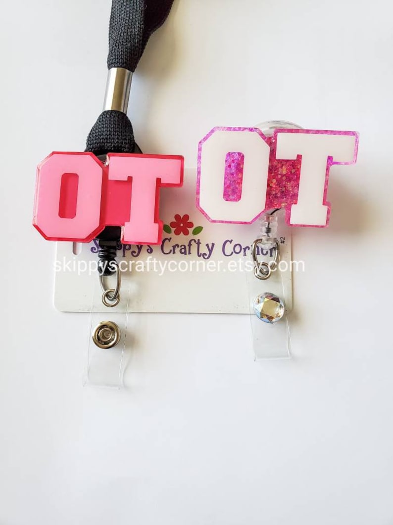 OT badge clip Occupational Therapist badge reel badge badge reel Retractable badge OT badge reel badge clip ID holder Glitter badge