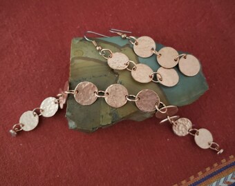 Copper Textured Disc Bangle and Earrings